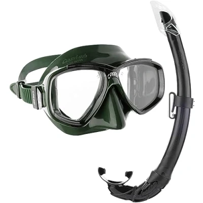 Imagen de Cressi Combo Set Perla Conjunto Combinado de máscara Buceo y Snorkel, Mar perlas, Unisex Adulto, Verde/Negro, Talla Única