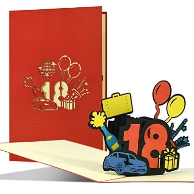 Imagen de tarjeta para el 18.º cumpleaños, de feliz felicitación 3D desplegable o cupón carnet conducir, G29
