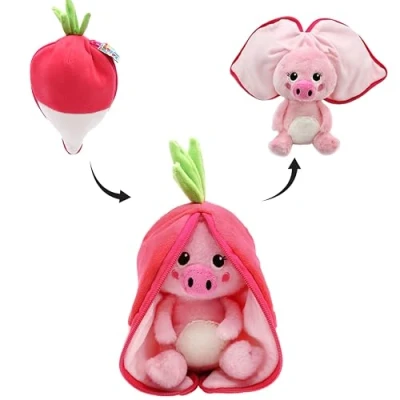 Imagen de Les Déglingos FLIPETZ Doudou Piglet Le Cerdo Caché Reversible Peluche Totalmente Suave para bebé Ideas Regalos de Nacimiento