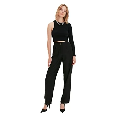 Imagen de Trendyol Black Spacious Trousers Tall Calzoncillos, 40 De Las Mujeres