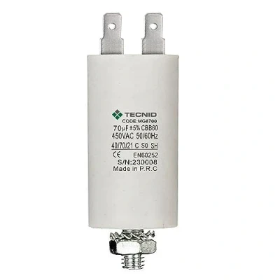 Imagen de Condensador de arranque para motores eléctricos, 450V, capacidad: 70µF, 4 pines / M8