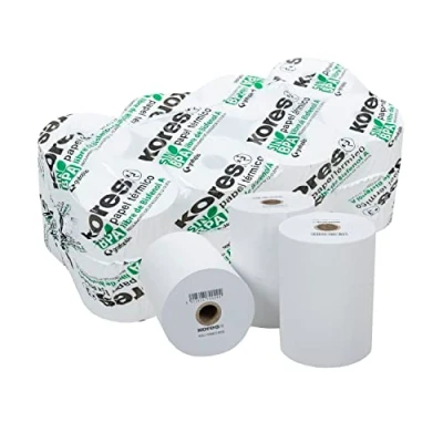 Imagen de Kores 56677200. Paquete de 8 Rollos Térmicos Libres Bisfenol A 80x60x12mm y 41,5 Metros para Máquinas Registradoras, TPV, Cajeros, Calculadoras