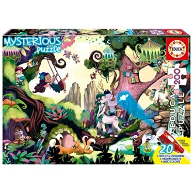 Imagen de Educa Puzzle Infantil con 200 Piezas Mysterious Puzzle: Bosque Mágico. Encuentra los Objetos escondidos la luz Ultravioleta incluida (18612)