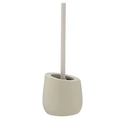 Imagen de WENKO Escobillero WC Badi Beige cerámica para el inodoro con cerdas de silicona y limpiador borde