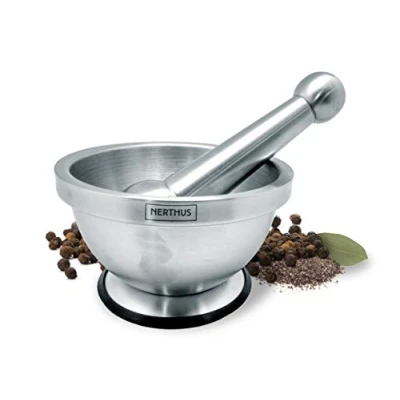 Imagen de NERTHUS FIH 020 Mortero de Mano para Especias Acero Inoxidable, base Antideslizante