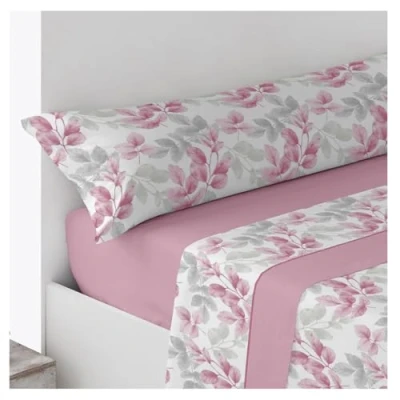 Imagen de Acomoda Textil Juego Sábanas Microfibra con Bajera Ajustable, Encimera y Funda Almohada para Cama Individual Matrimonio. Verano Invierno Cómodas Transpirables. (Tauste Rosa, 105 cm)