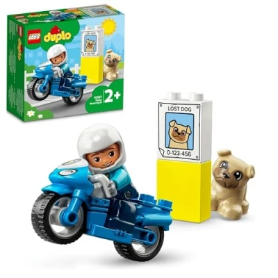 Imagen de LEGO Duplo Moto de Policía Juguete Educativo con Minifigura y Figura Perro, Juego Construcción para Niños, Niñas Bebés 2 Años o Más 10967