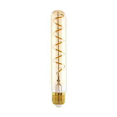 Imagen de Eglo Bombilla led E27 regulable, foco en espiral forma de varilla, tubo vintage ámbar diseño retro, 4 vatios, 180 lúmenes, blanco cálido, 1600k, luz Edison T30, Ø 3 cm