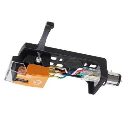 Imagen de Audio Technica VM530EN/H Kit combinado de cartucho magnético doble movimiento con lápiz elíptico 1 pies 2 pulgadas, soporte para 4 pines, incluye accesorios montaje (negro/naranja)