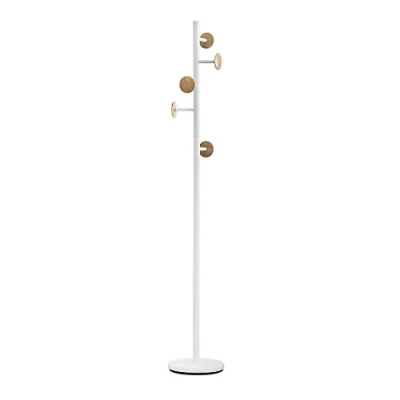 Imagen de Balvi Shiitake Wood Perchero de pie con 5 Ganchos. Color: Blanco y Madera. Altura: 174cm. para colg