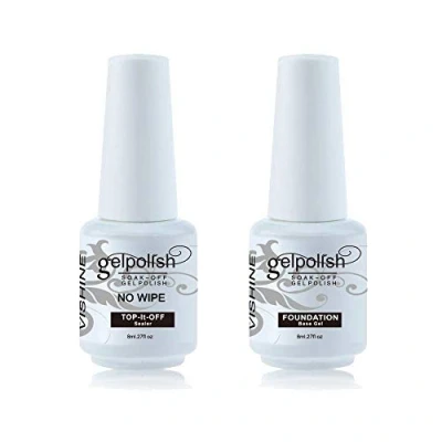 Imagen de Vishine Base Coat &amp; No Wipe Clean Top UV LED Gel Nail Polish Soak Off Varnish Set 8ml
