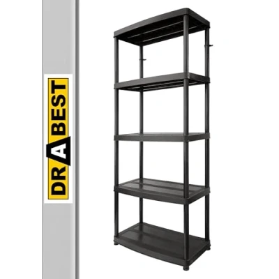 Imagen de DRABEST Estantería de plástico 5 Niveles Estanterías para Almacenamiento Estantes despensa Garaje y sótano 180x74x40cm 50kg por Estante