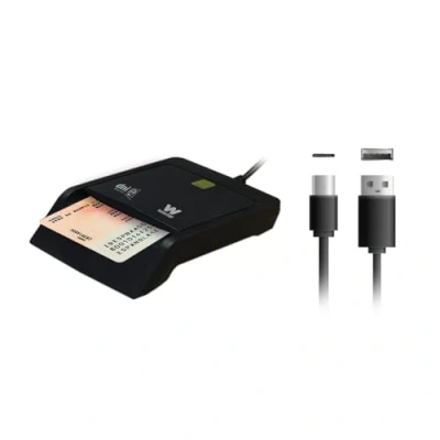 Imagen de Lector DNI electrónico Woxter PE26 200, LED, compatible con las tarjetas Smart Cards, Negro
