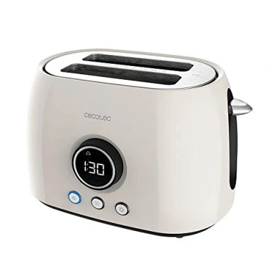 Imagen de Cecotec Tostadora Digital ClassicToast 8000 Beige Double. 800 W, 2 Ranuras extraanchas para tostadas, Pantalla Digital, 3 Funciones, Varillas superiores, Diseño Retro en