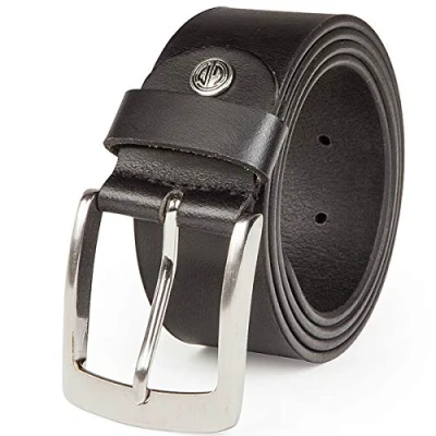 Imagen de LINDENMANN cinturón de piel búfalo para hombre, 40 mm ancho, acortable, piel, vaquero, XL, negro, Negro , Waist Size 43.5 IN XL EU 110 cm