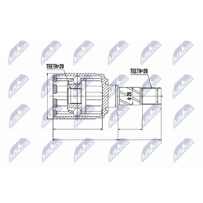 Imagen de NTY NPW VV 007 Junta Homocinética Eje trasero, lado de engranaje VOLVO: XC90 I, S60 C70 I Coupé