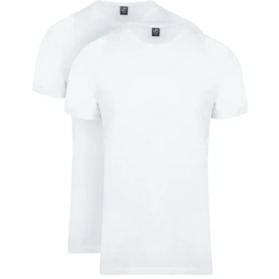 Imagen de Suitable Obambo Camiseta de cuello redondo para hombre, 2 unidades, talla moderna, color Blanco, M