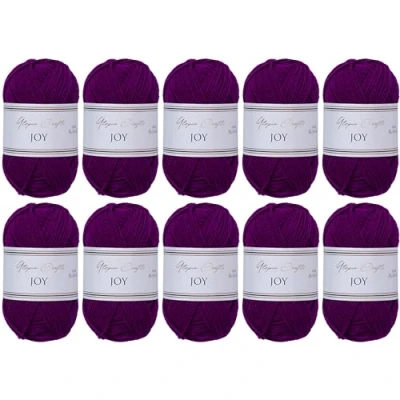Imagen de Utopia Crafts JOY Uni Hilo para tejer y crochet, suave, de fácil cuidado, 100% poliacrílico, 10 ovillos 50 gr, 150 m (Amaranto)