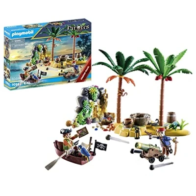 Imagen de PLAYMOBIL Pirates 70962 Promo Pack Isla del Tesoro Pirata con Esqueleto y cañón de Disparo, Juguete para niños a Partir 4 años