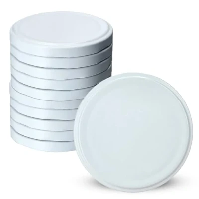 Imagen de KADAX tapas de rosca fi110 mm, juego metal repuesto para tarros rosca, tapa con 8 dientes y (blanco, 10 unidades)