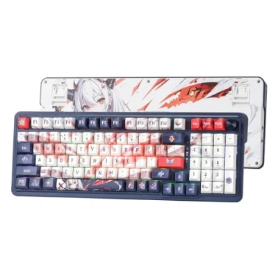 Imagen de Redragon K686 Pro Teclado para Juegos RGB de 98 Teclas Sello inalámbrico mecánico Anime con 3 Modos Enchufe Intercambio en Caliente Control Perilla giratoria dedicado y Almohadillas