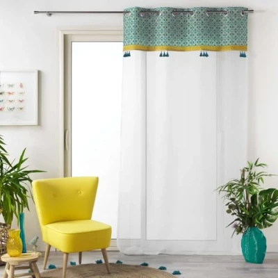 Imagen de Douceur d&#039;Intérieur Visillo, Poliéster, Azul, 140L X 240H cm (1 Panneaux)