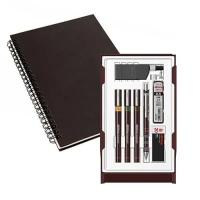 Imagen de rOtring Isograph S0699370 Juego de bolígrafos técnicos y lápices universitarios, 3 (0,20 mm, 0,30 0,50 mm) portaminas (0,5 mm), accesorios con cuaderno