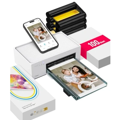 Imagen de Liene Impresora Fotográfica(10x15cm) + Pack con 100 Hojas, WiFi de Fotos Instantánea para PC/iPhone/Android, Impresión a Sublimación, 300DPI, Móvil Doméstica