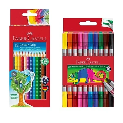 Imagen de FABER CASTELL 205072 Juego de lápices con rotuladores y colores, 22 piezas, para niños adultos
