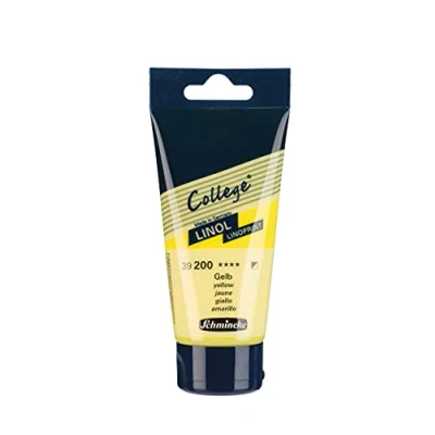 Imagen de Schmincke College® Linol, tintas de linóleo para artistas. Amarillo en tubo 75 ml, 39200013, tinta a base agua con bajo olor, resistente la luz, impresión uniforme