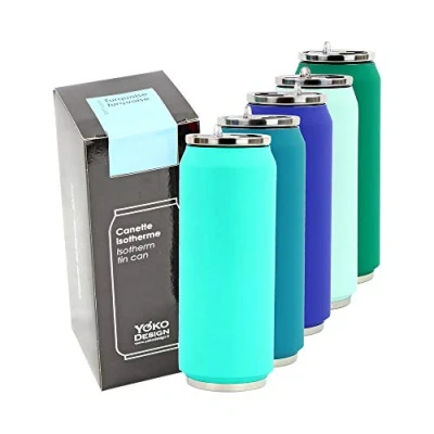 Imagen de YOKO DESIGN 1304 Lata isotérmica Doble Pared Acero Inoxidable 7 cm 500 ml, Inoxidable, Turquesa, 19 x