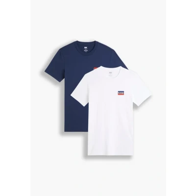 Imagen de Levi&#039;s Crewneck Graphic 2 PACK Camiseta básica, Hombre, Talla: Small, White/blue