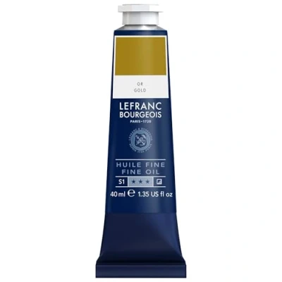 Imagen de Lefranc Bourgeois 301806 Pintura al óleo fina de calidad, resistente a la luz y consistencia uniforme, tubo 40 ml, ideal para lienzos tableros pintura, tono dorado