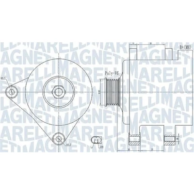 Imagen de MAGNETI MARELLI 063732056010 Alternador 14V 110A VOLKSWAGEN: Golf 5, 6, SEAT: Leon II Hatchback, Altea, SKODA: Octavia Hatchback