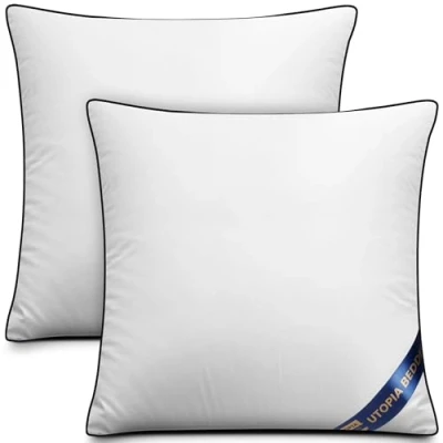 Imagen de Utopia Bedding Set de 2 Cojines 45x45 cm, Relleno cojín para Cama y como Decorativos, sofá, Decorativos sofá (Blanco)