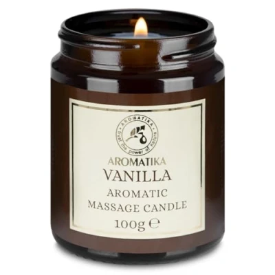 Imagen de Vela de Masaje Vainilla 100g Cera Soja Mezcla Aceites Coco y Almendras Oleorresina Relajación Aromaterapia Cosmética Calmante