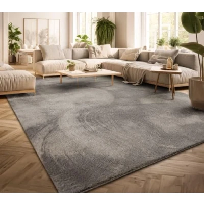 Imagen de TT Home Alfombra Salón Pelo Corto Monocolor Diseño Moderno Lavable Amarillo Dorado, Color: Gris, Tamaño:160x220 cm