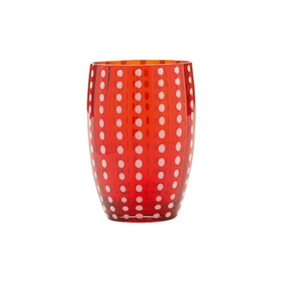 Imagen de Zafferano Perle Vaso Tumbler Hecho a Mano de Vidrio Color Transparente, cl 32 h 109mm d 71mm, Juego 6 Piezas Rojo