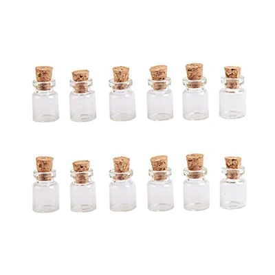 Imagen de Jarvials 100pcs 0.5ml Mini Botellas de Vidrio con Corchos Vacíos Pequeños Frascos Deseados Frascos, para Creaciones Ocio Artístico Bodas Guirnaldas Joyas Almacenamiento