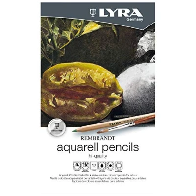 Imagen de LYRA Rembrandt Aquarell, Lápices de colores Acuarelables para Bellas Artes, hexagonal, Estuche Metal, surtidos, 12 unidades