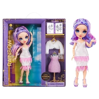 Imagen de RAINBOW HIGH Muñeca Fantastic Fashion Violet Willow de Moda 28cm y Set Juegos con 2 Conjuntos Accesorios para niños niñas 4 a 12 años