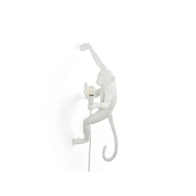 Imagen de Seletti The Monkey Lamp Hanging Lampara Mono Blanca Derecha