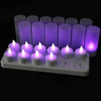Imagen de EuroFone LED Candelita Velas Recargable Sostenedor de Vela la Estación Carga 12pcs(Purple)