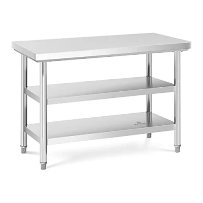 Imagen de Royal Catering Mesa de Acero Inoxidable para Hostelería RCWT 120X60 3L E (Capacidad Carga máx.: 600 kg, Superficie Trabajo: 120 x 60 cm, 3 Niveles)