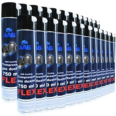 Imagen de AABCOOLING Compressed Gas Duster FLEX 750ml Conjunto de 24 Spray con un Tubo Flexible, Limpiar PC y Televisiones, Aire Comprimido, Soplador