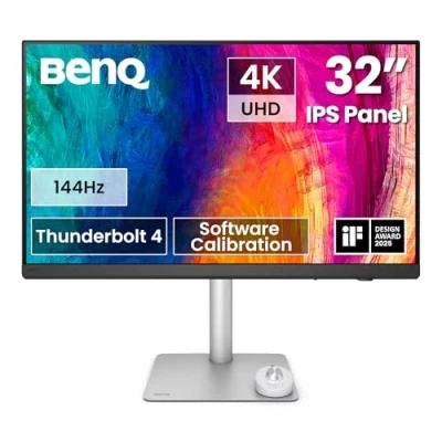 Imagen de BenQ PD3226G 32 4K UHD (3840x2160) 144Hz Monitor para diseñadores, IPS, 95% DCI P3, 100% sRGB, Thunderbolt 4 90W, calibración Software, KVM, Daisy Chain, Panel Mate antirreflejos, Altura Ajustable