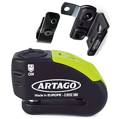 Imagen de Artago 30X4 Pack Candado Antirrobo Disco con Alarma 120db Alta Seguridad + Soporte para Honda CRF 1000l Africa Twin, Homologado SRA y Sold Secure Gold