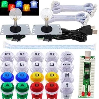 Imagen de SJ@JX 2 Player Arcade Game LED DIY Kit Button Zero Delay USB Encoder Mechanical Keyboard Switch for PC Raspberry Pi Fight Joystick Xbox Style Color