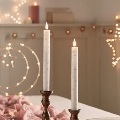 Imagen de Lights4fun TruGlow® Juego de 2 velas LED con Diseño Luna y Estrella Decoración Ramadán Temporizador Mando a Distancia
