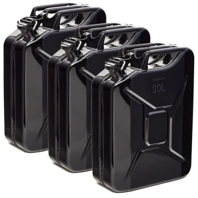 Imagen de BW® Bidón de combustible metal para gasolina, 3 x 20 litros, color negro, RAL 9005, certificado TÜV y autorización UN, fabricado en Europa